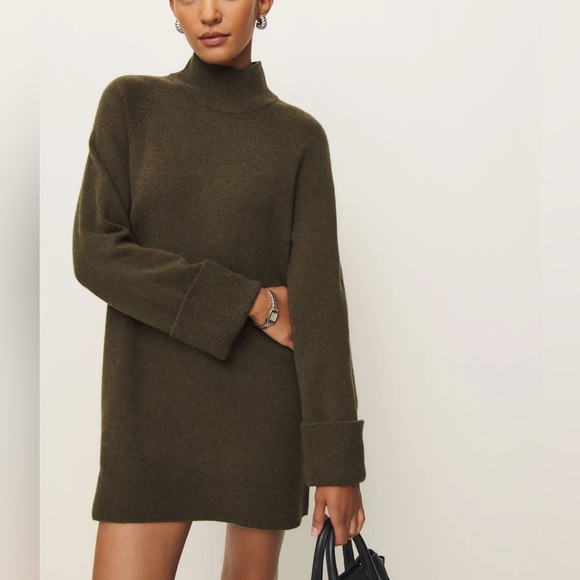 Reformation Tate Regenerative Wool Sweater Dress in Kelp XS - Picture 2 of 6